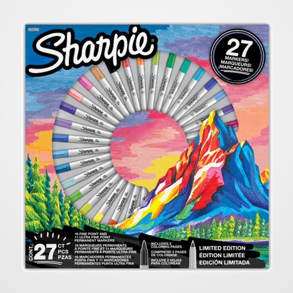 ROTULADOR PERMANENTE SHARPIE CAJA de 27 (16 FINE + 11 ULTRAFINE)