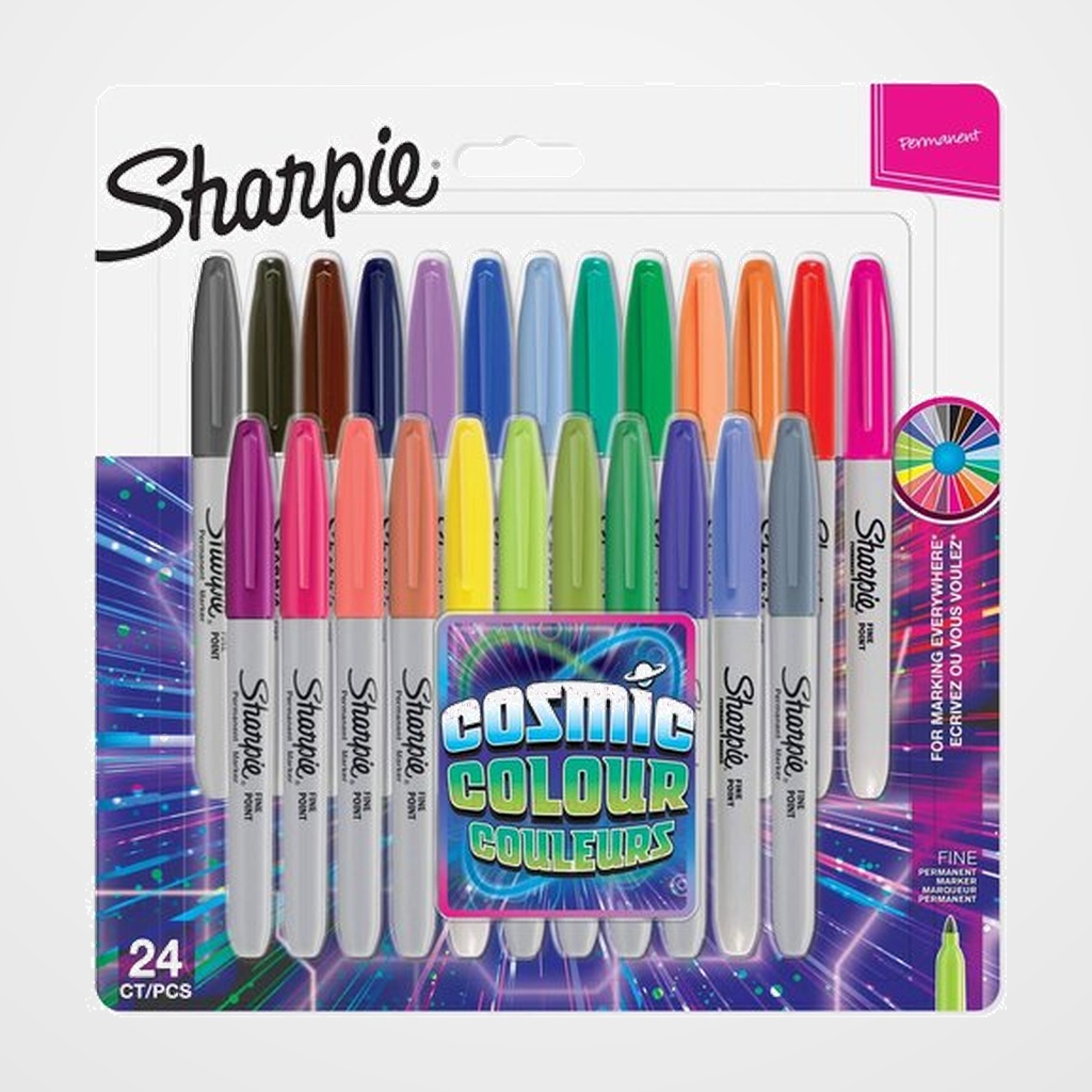 ROTULADOR PERMANENTE SHARPIE FINE BIG PACK COSMIC COLOR CAJA REGALO DE 24
