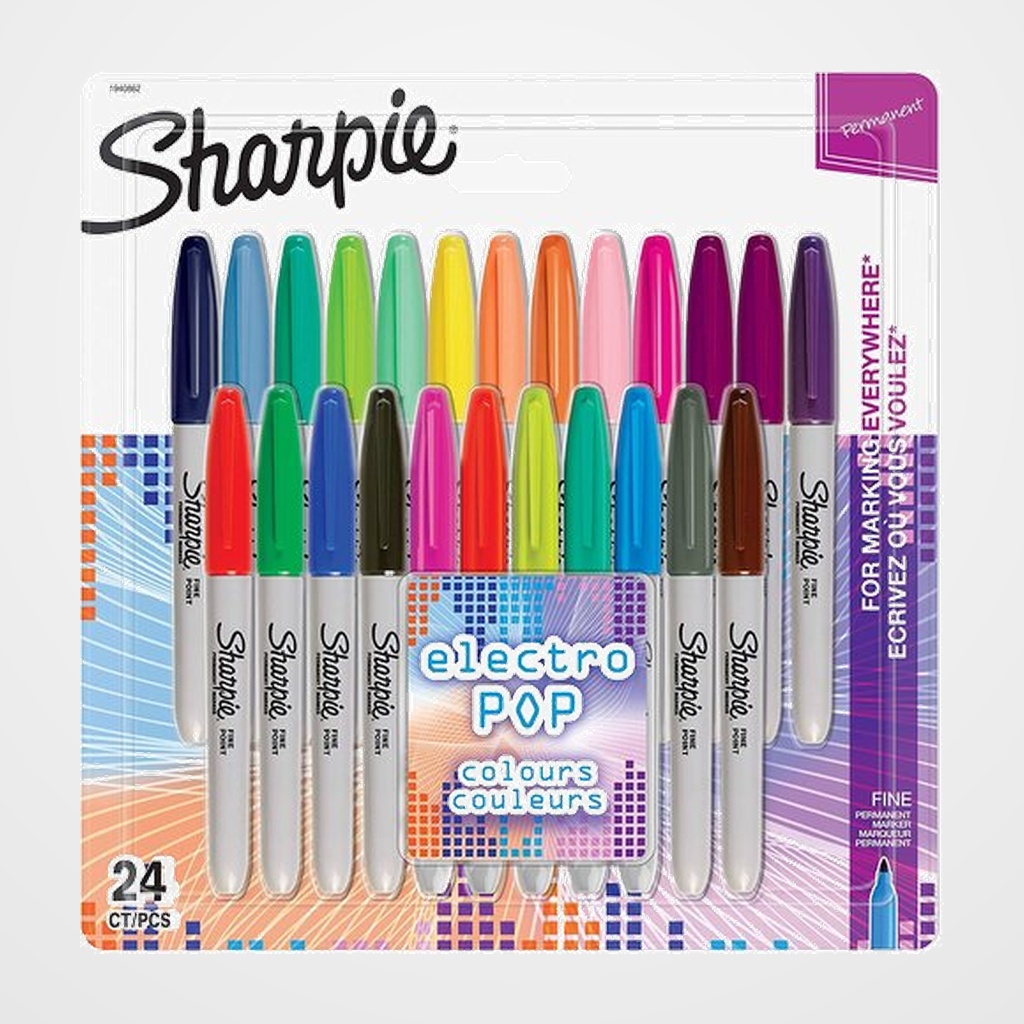 ROTULADOR PERMANENTE SHARPIE FINE BIG PACK ELECTRO POP CAJA REGALO DE 24