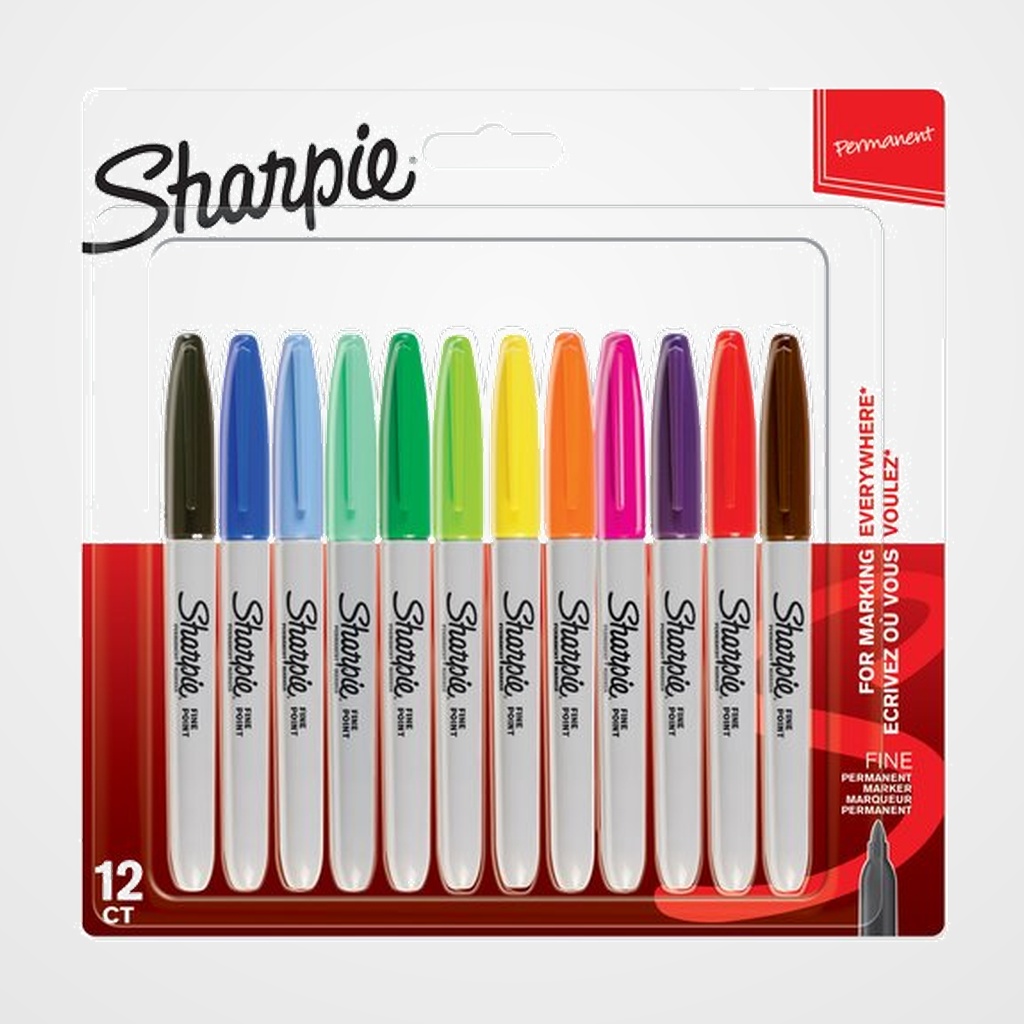 ROTULADOR PERMANENTE SHARPIE FINE BLISTER de 12