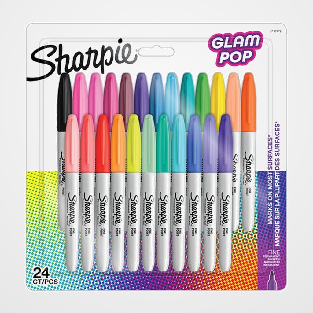 ROTULADOR PERMANENTE SHARPIE FINE GLAM POP BLISTER de 24