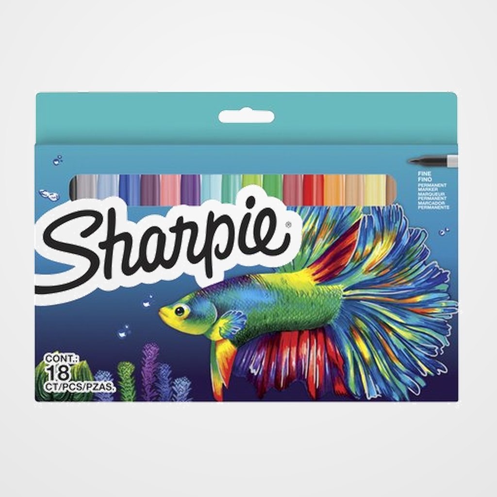 ROTULADOR PERMANENTE SHARPIE FINE SURTIDO BLISTER de 18