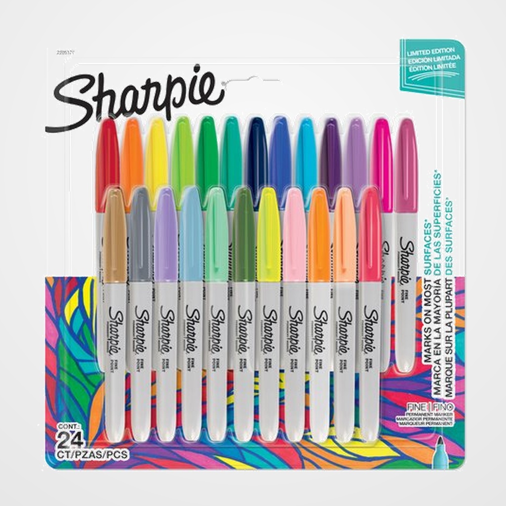 ROTULADOR PERMANENTE SHARPIE FINE SURTIDO SEASONAL BLISTER de 24