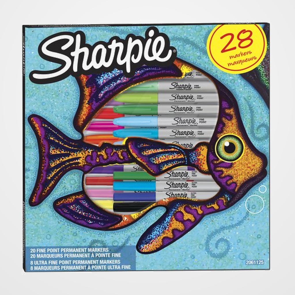 ROTULADOR PERMANENTE SHARPIE FINE&ULTRA FINE BIG PACK PEZ CAJA REGALO DE 28 20x FINE SURTIDO  8x ULTRA FINE SURTIDO