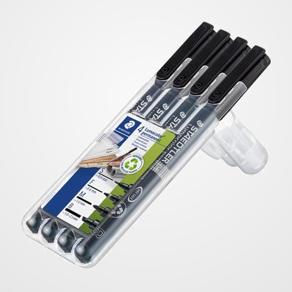 ROTULADOR PERMANENTE STAEDTLER 31 LUMOCOLOR ART (S, F, M, B)  SURTIDO ESTUCHE de 4