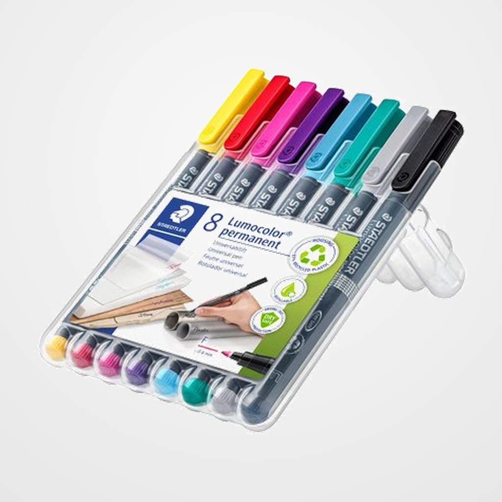 ROTULADOR PERMANENTE STAEDTLER 318 LUMOCOLOR (F)  SURTIDO ESTUCHE de 8