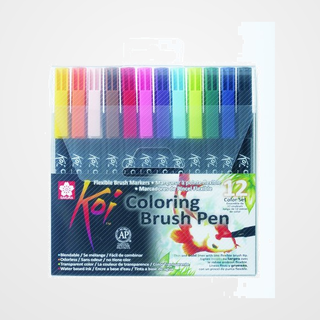 ROTULADORES ACUARELABLES SAKURA KOI COLOR BRUSHPEN especial MANGA e ILUSTRACION ESTUCHE de 12