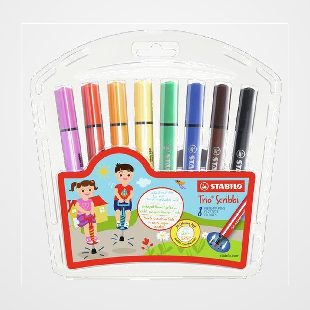 ROTULADOR STABILO TRIO SCRIBBI  ESTUCHE de 8