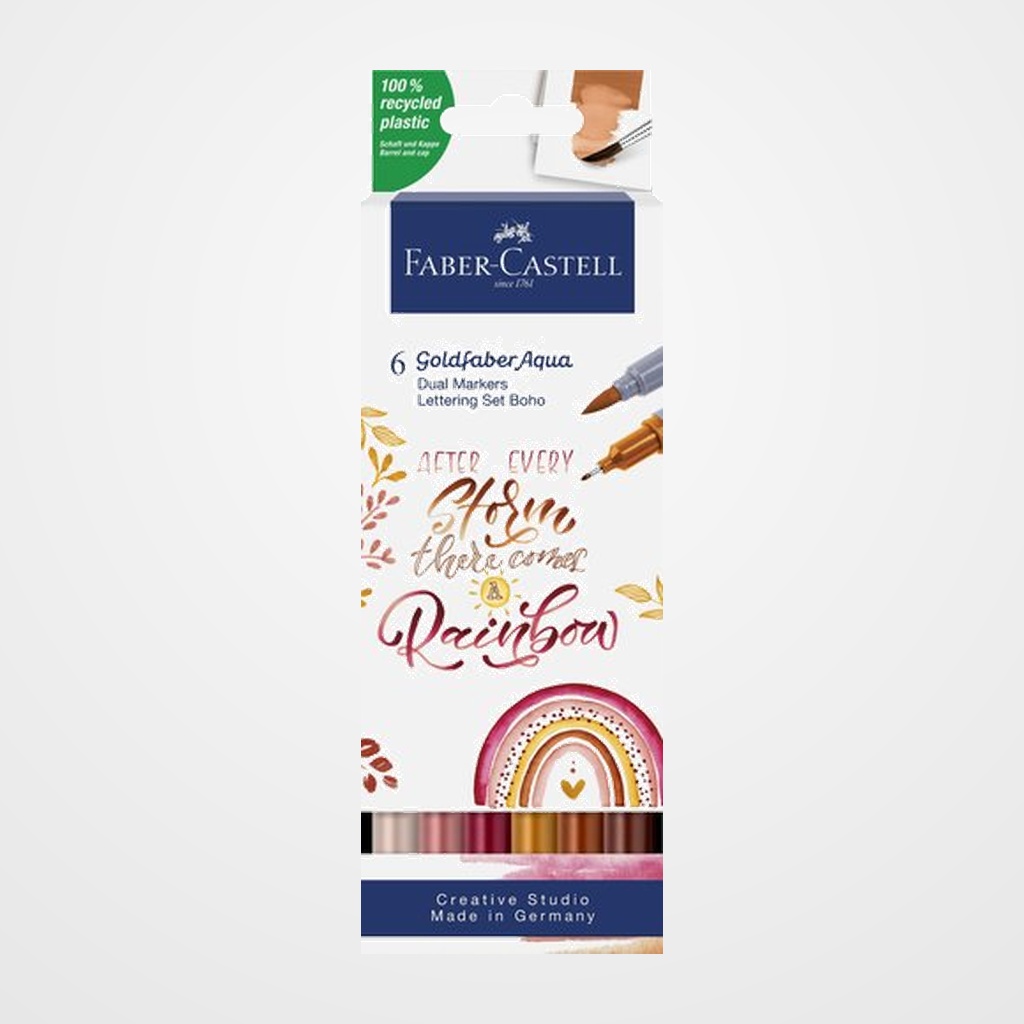ROTULADORES ACUARELABLES FABER-CASTELL GOLDFABER AQUA DUAL MARKERS estuche de 6 BOHO