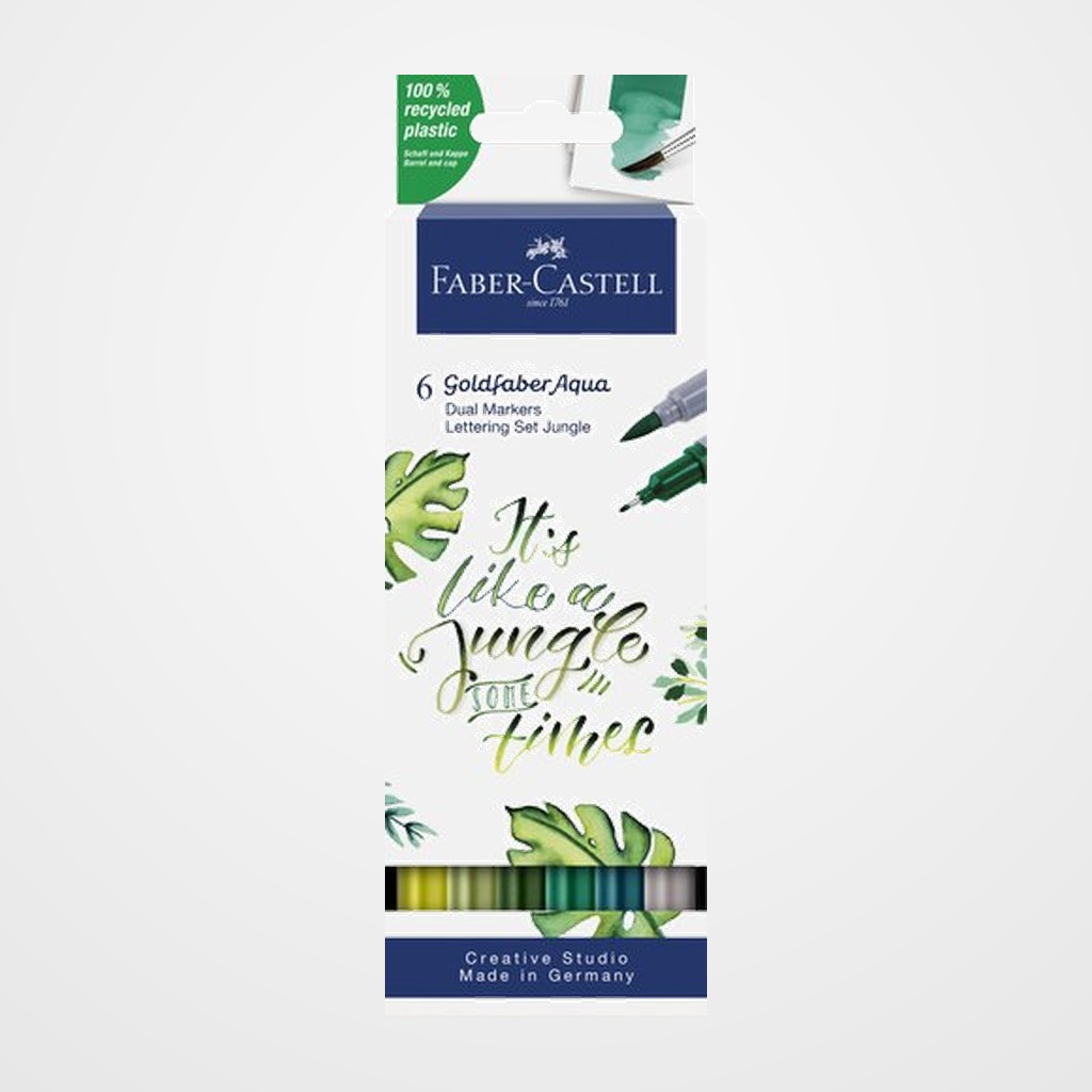ROTULADORES ACUARELABLES FABER-CASTELL GOLDFABER AQUA DUAL MARKERS estuche de 6 JUNGLE