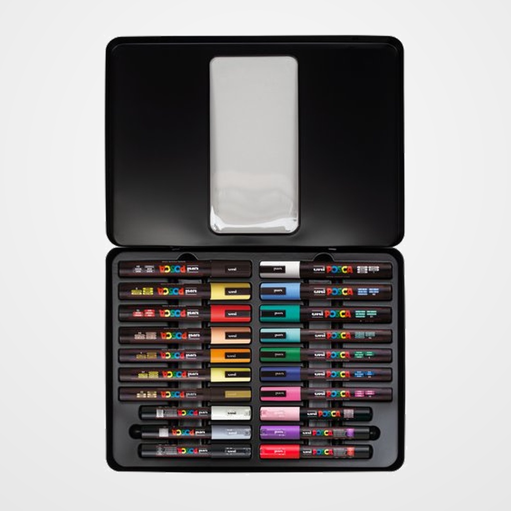 MARCADOR T.OPACA NO PERM. UNI POSCA CAJA METALICA 20 SURTIDOS