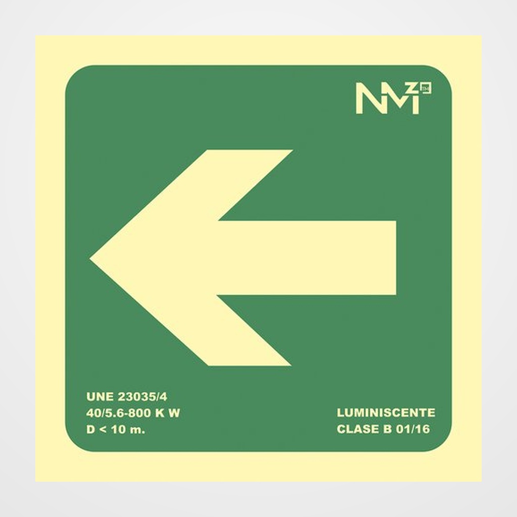 SEÑAL HOMOLOGADA FOTOLUMINISCENTE FLECHA IZQUIERDA PP VERDE