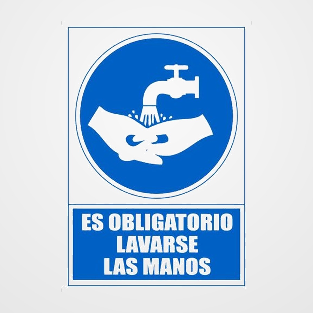 SEÑAL SERIGRAFIADA 1 TINTA AZUL ES OBLIGATORIO LAVARSE LAS MANOS