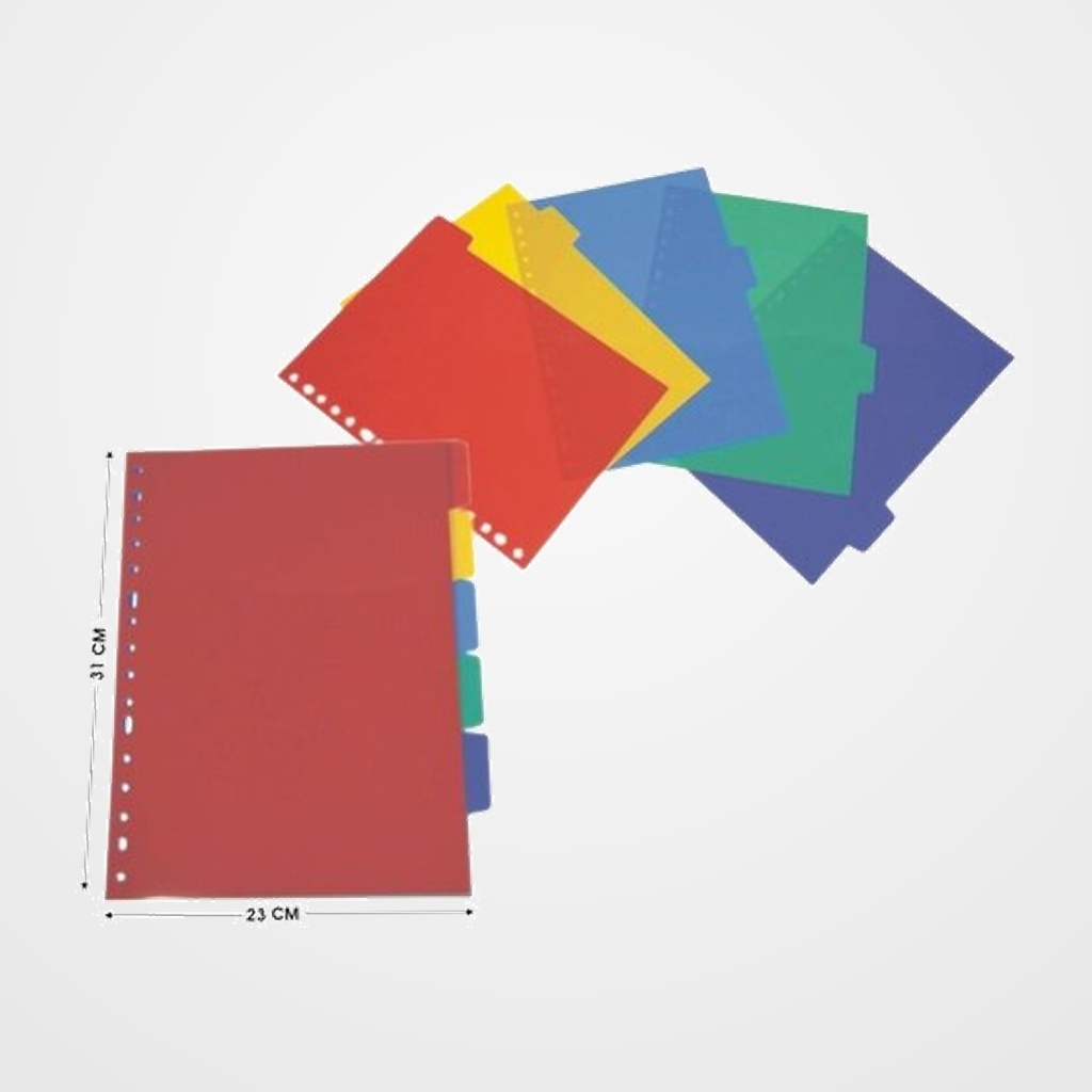 SEPARADORES BINDEX PP A4 5 Pestañas Multitaladro