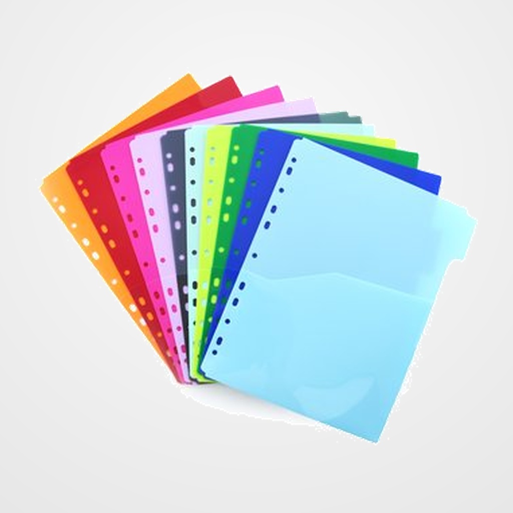 SEPARADORES COLORLINE PP EXTRA FUERTE A4 10 pestañas 11 taladros BOLSILLO PARA DOCUMENTOS SURTIDO