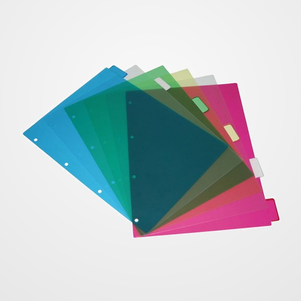 SEPARADORES GRAFOPLAS PVC TRANSP. A4 6 pestañas 4 taladros