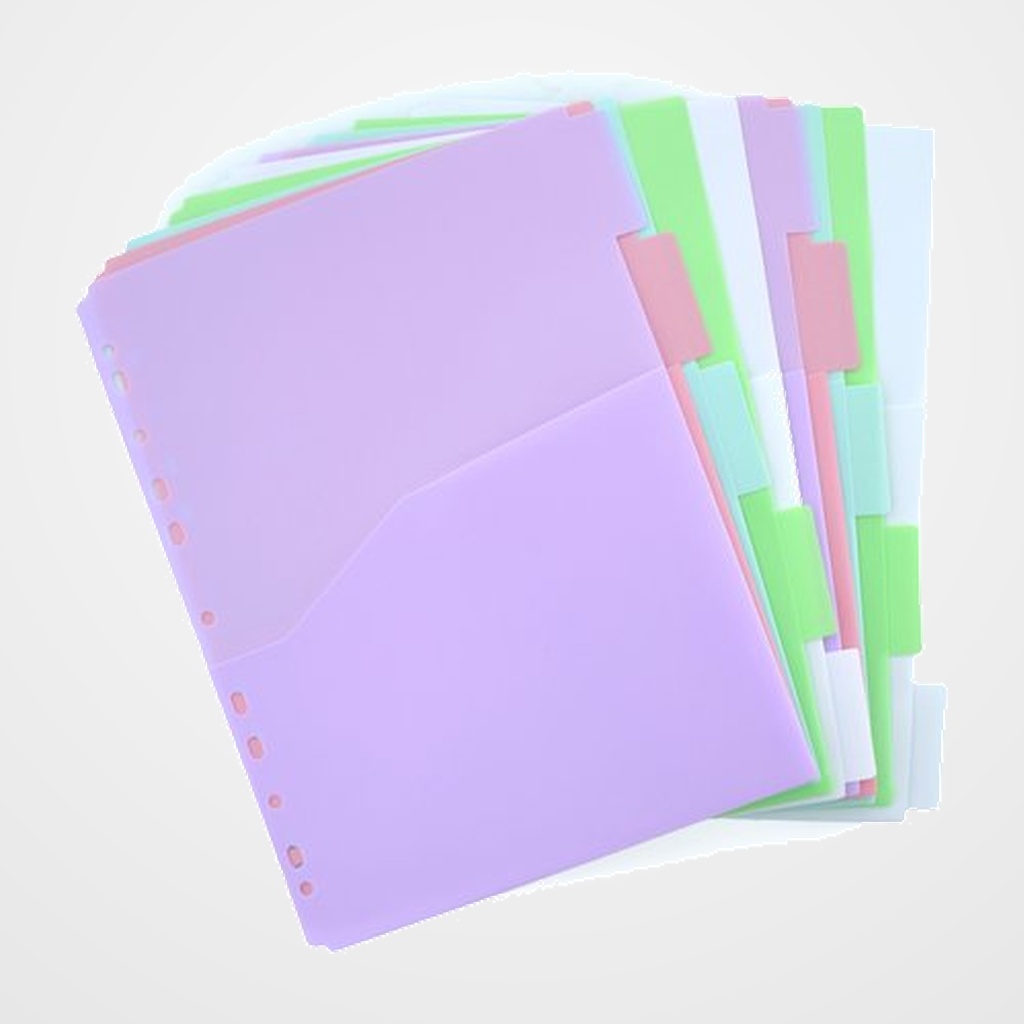 SEPARADORES OFFICE BOX BLUSH PP A4 10 pestañas 11 taladros BOLSILLO PARA DOCUMENTOS SURTIDO (4 col.)