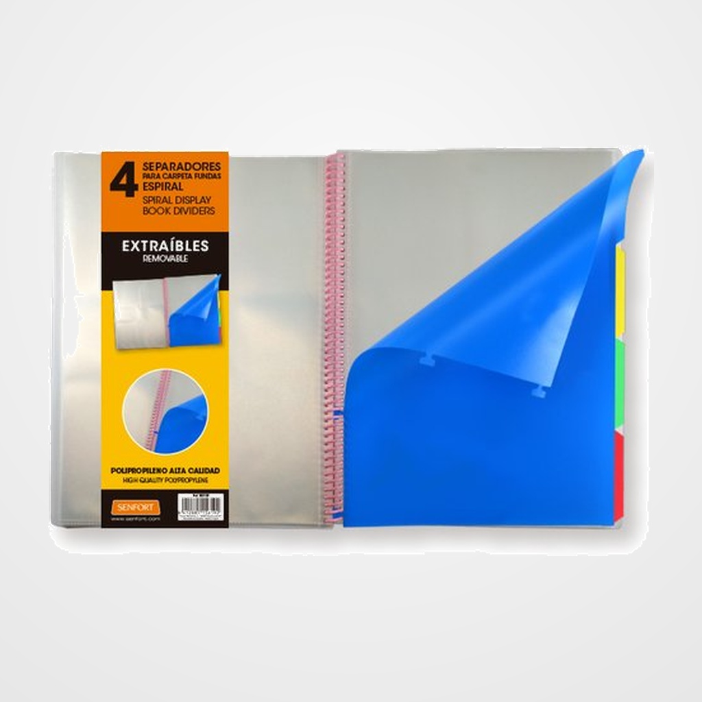 SEPARADORES SENFORT DYNAMIC EXTRAIBLE PARA TARIFARIOS PP OPACO A4 4 Pestañas