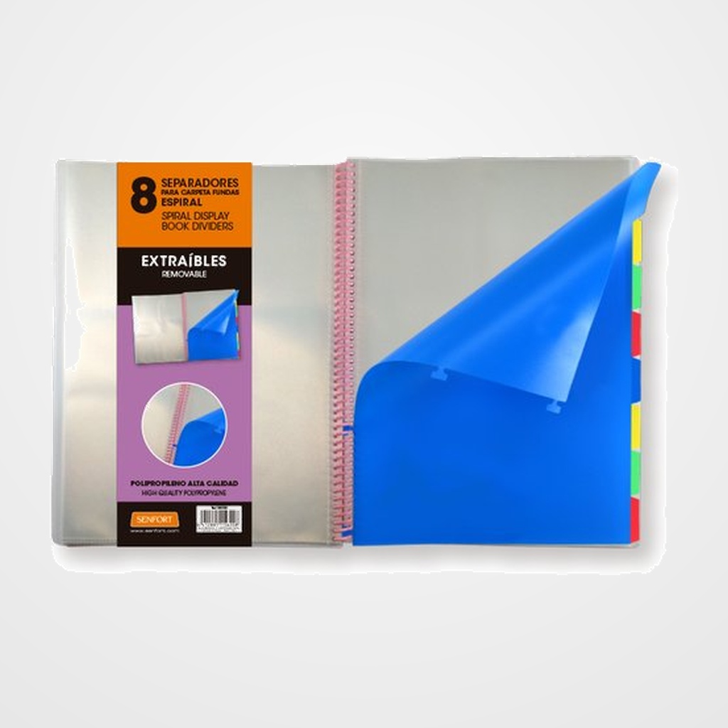 SEPARADORES SENFORT DYNAMIC EXTRAIBLE PARA TARIFARIOS PP OPACO A4 8 Pestañas
