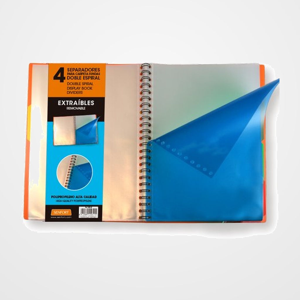 SEPARADORES SENFORT DYNAMIC EXTRAIBLE PARA WIRE-O PP OPACO A4 4 Pestañas