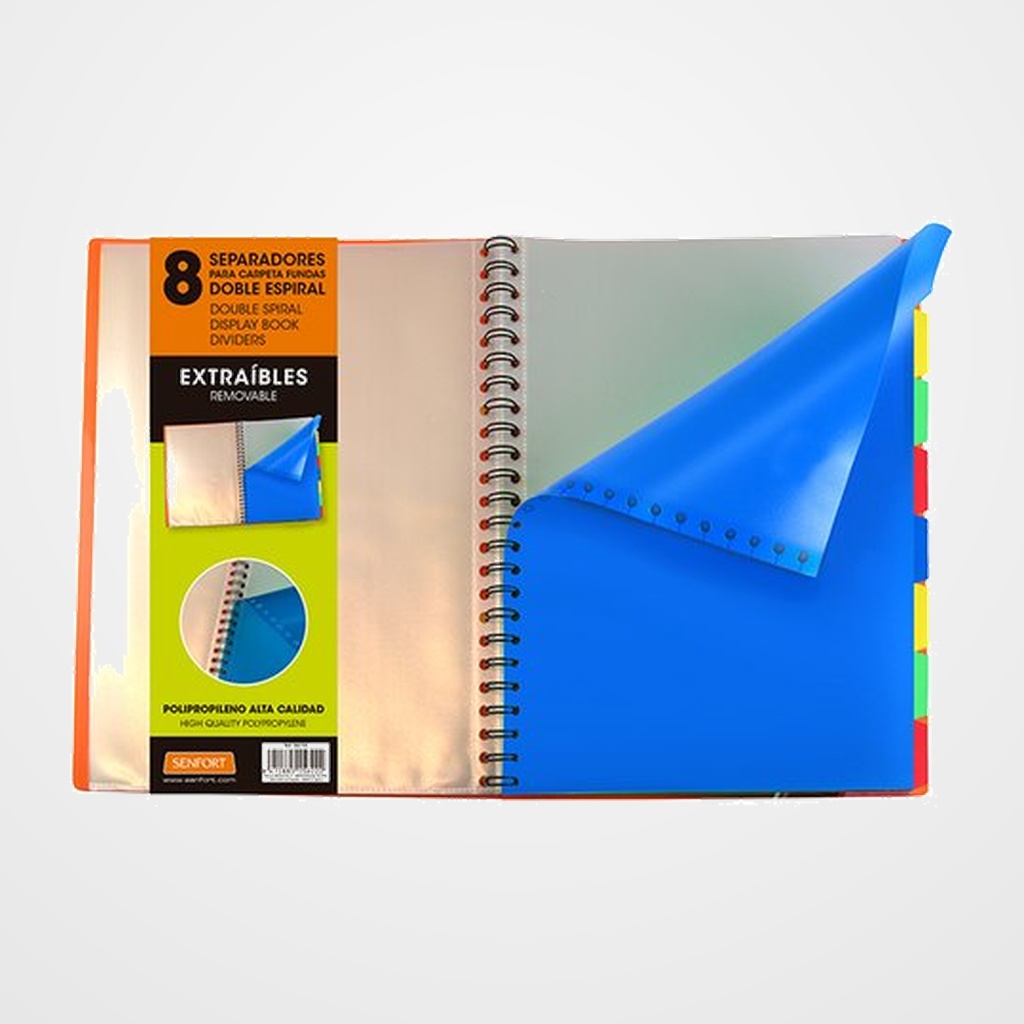 SEPARADORES SENFORT DYNAMIC EXTRAIBLE PARA WIRE-O PP OPACO A4 8 Pestañas