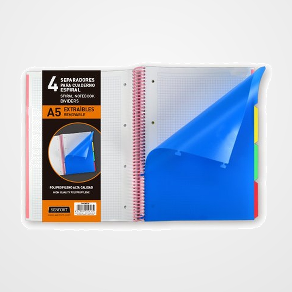 SEPARADORES SENFORT PP  EXTRAIBLES A5 4 Pestañas