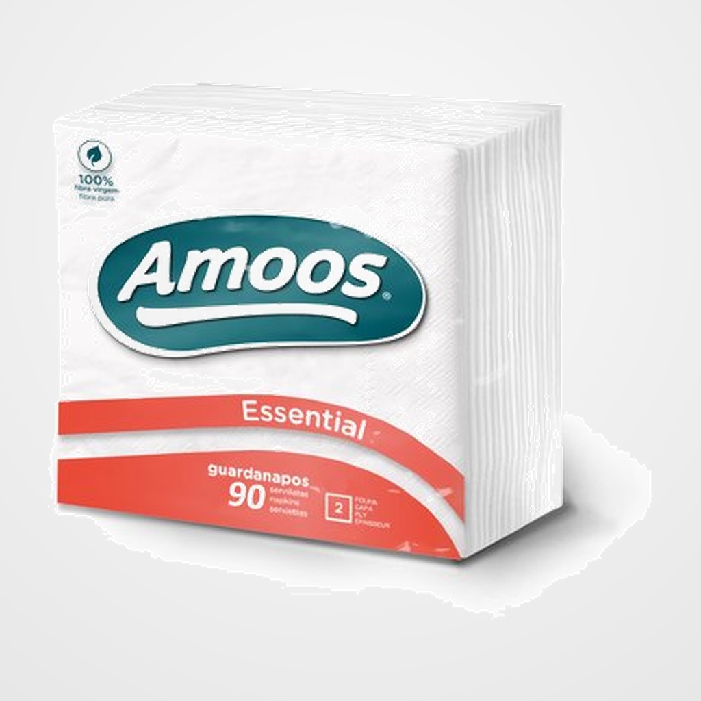 SERVILLETA PAPEL AMOOS ESSENTIAL 40x40 cm. 2 CAPA BLANCO PAQUETE de 90 BLANCO