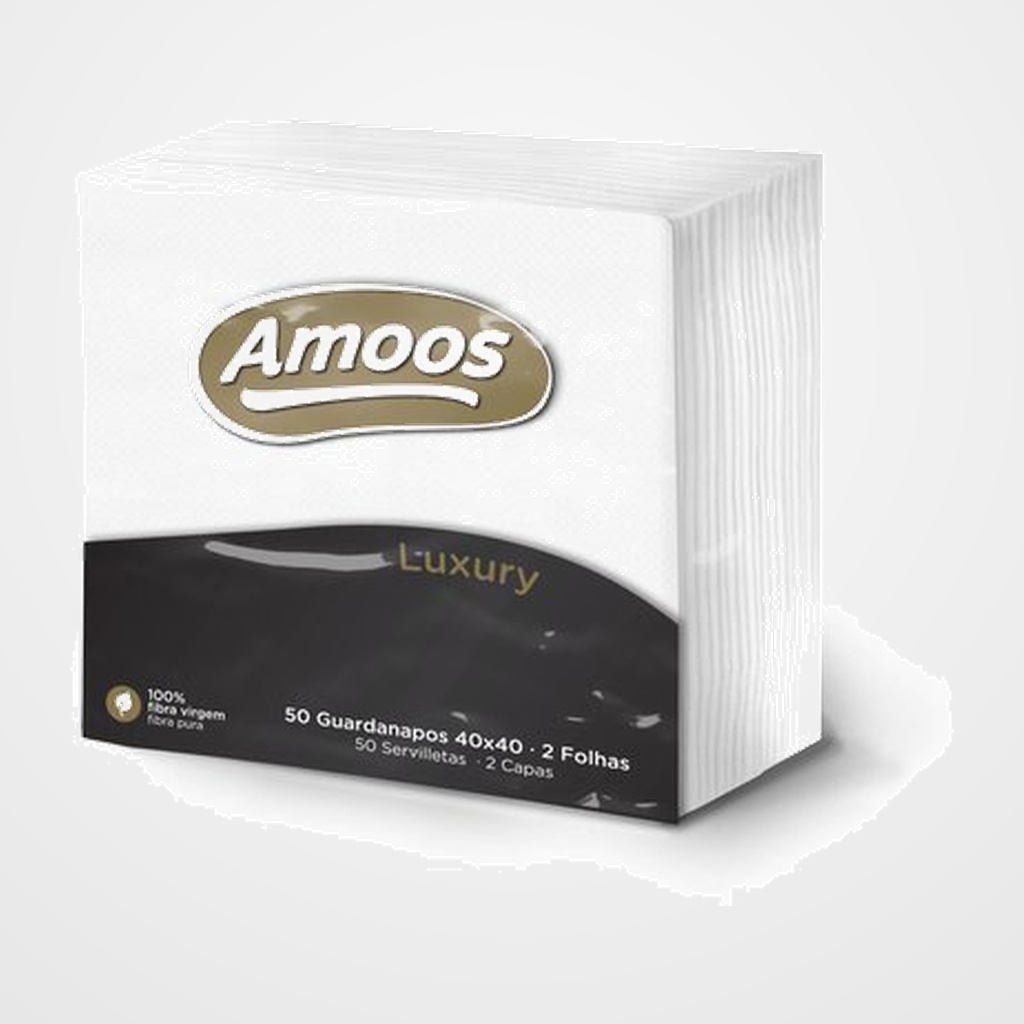 SERVILLETA PAPEL AMOOS LUXURY 40x40 cm. 2 CAPAS BLANCO PAQUETE de 50 BLANCO