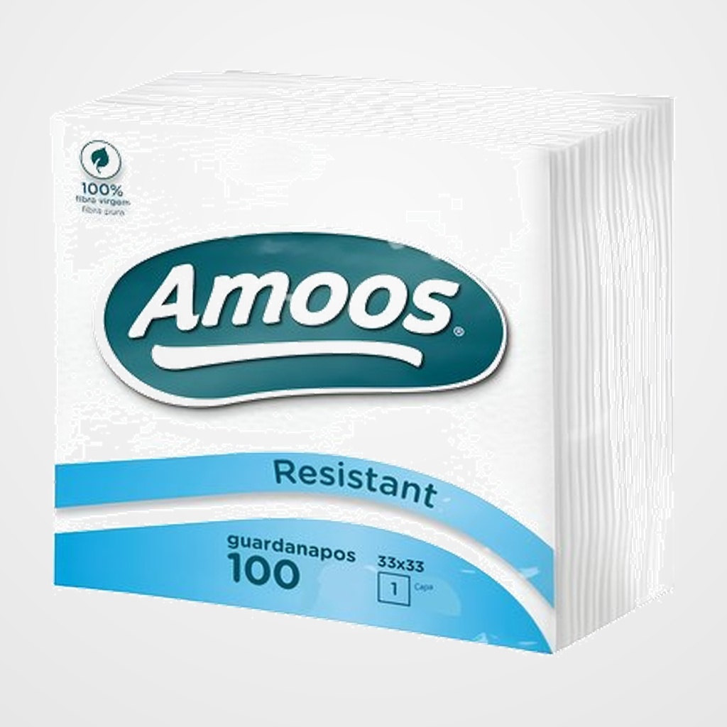 SERVILLETA PAPEL AMOOS RESISTANT 30x30 cm. 1 CAPA BLANCO PAQUETE de 100 BLANCO