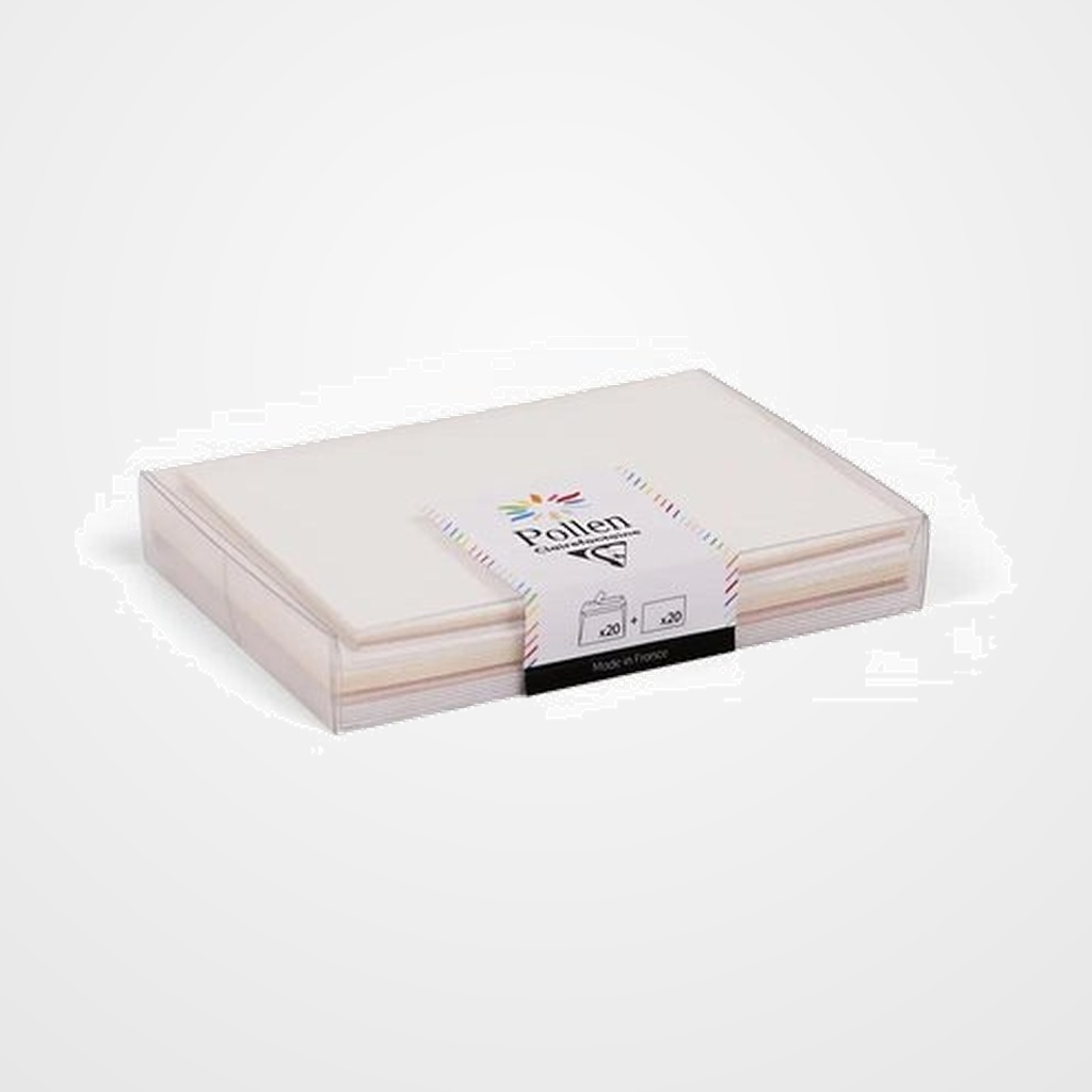 SET CARTAS CLAIREFONTAINE POLLEN 20 SOBRES 114x162 + 20 TARJETAS 110x155 BODA