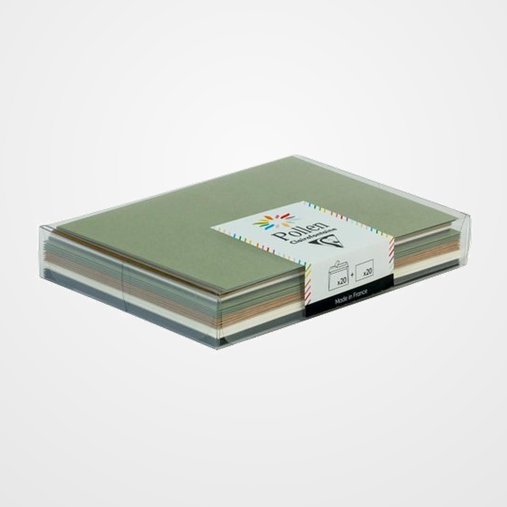 SET CARTAS CLAIREFONTAINE POLLEN 20 SOBRES 114x162 + 20 TARJETAS 110x155 COSI