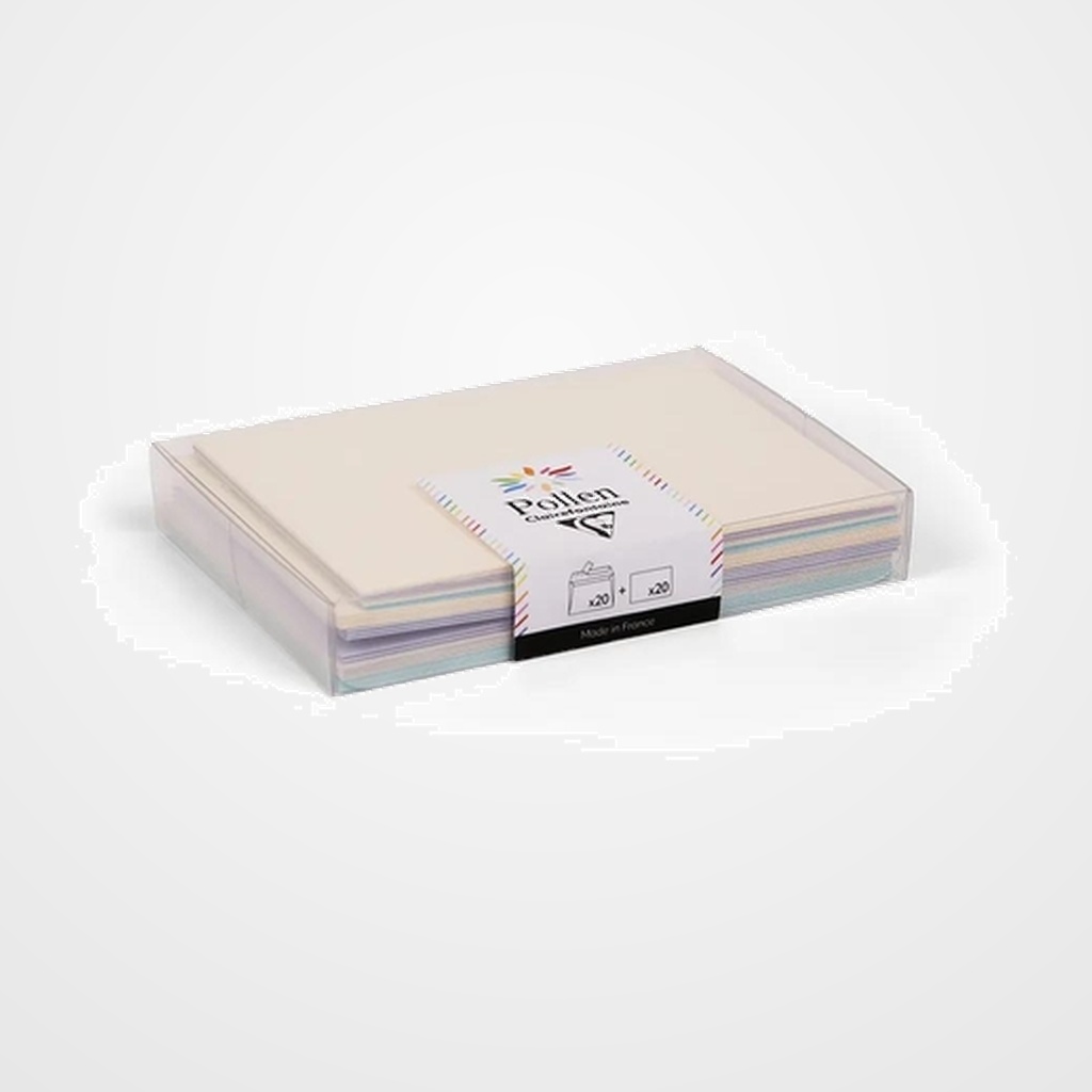 SET CARTAS CLAIREFONTAINE POLLEN 20 SOBRES 114x162 + 20 TARJETAS 110x155 NACIMIENTO