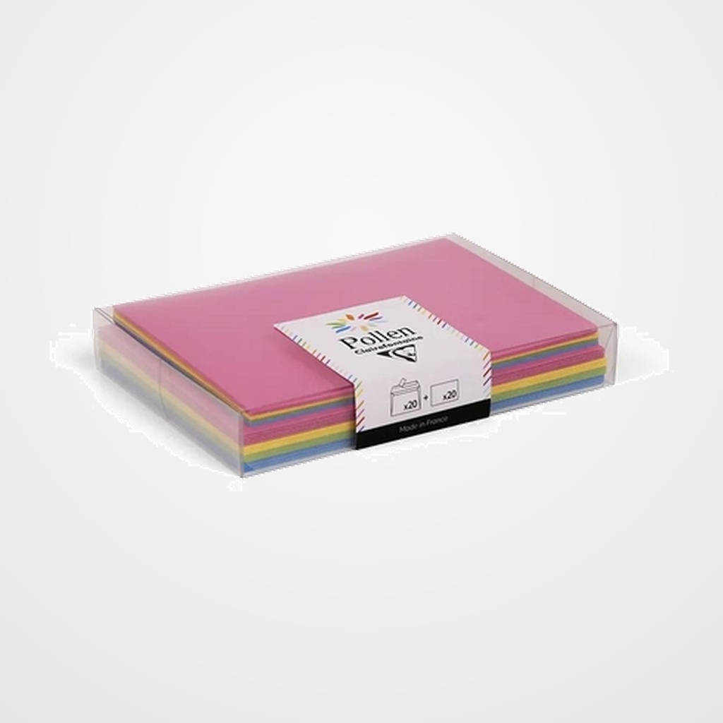 SET CARTAS CLAIREFONTAINE POLLEN 20 SOBRES 114x162 + 20 TARJETAS 110x155 VERANO