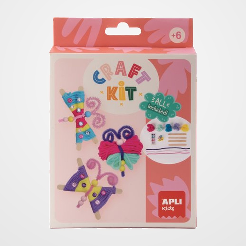 [25202037] SET DE MANUALIDADES APLI KIDS CRAFT KIT MARIPOSAS DE LANA (19938) (+6 años)