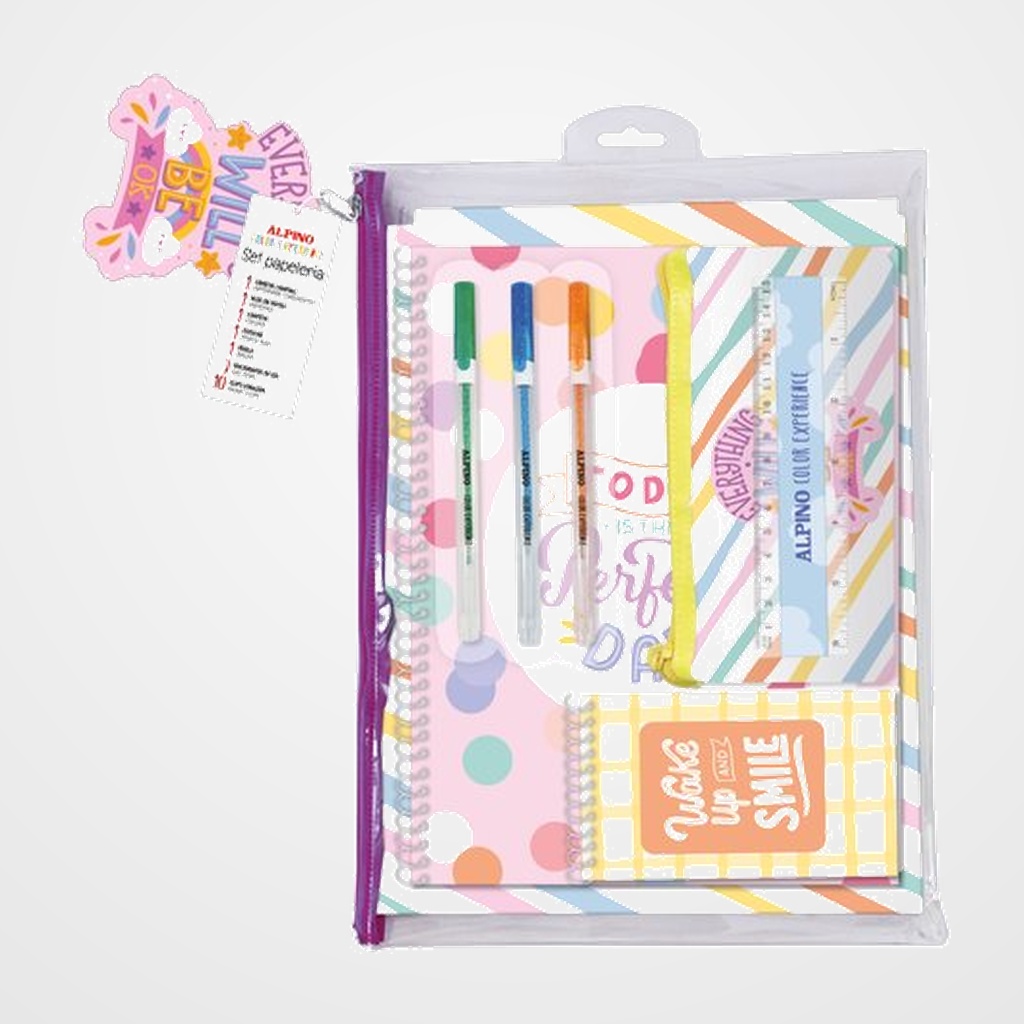 SET de PAPELERIA ALPINO  BE OK  18 PZAS.