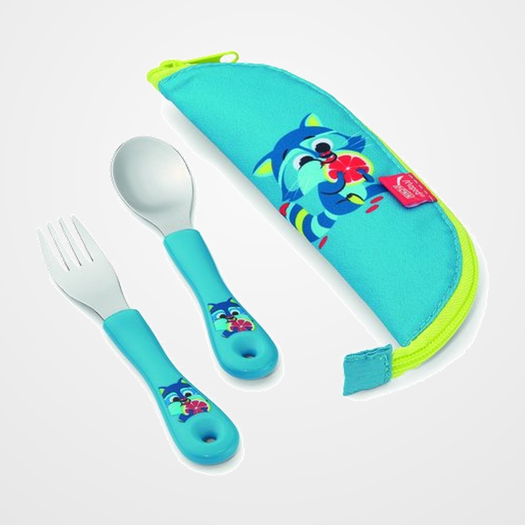 SET de 2 CUBIERTOS MAPED PICNIK MINIIZ MAPACHE CON ESTUCHE