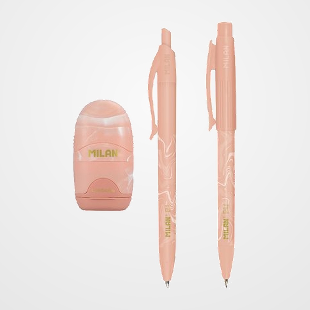 [30302909] SET ESCRITURA MILAN SERIE LAVA ROSA (1 bolígrafo P1, 1 portaminas PL1 y afilaborra CAPSULE)