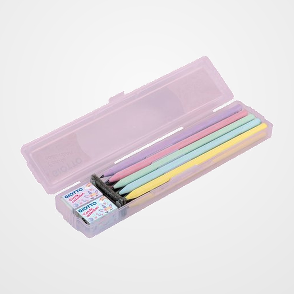 SET GIOTTO CANDY DE ESCRITURA 12 PIEZAS (10 lapices + goma + afilalapiz)