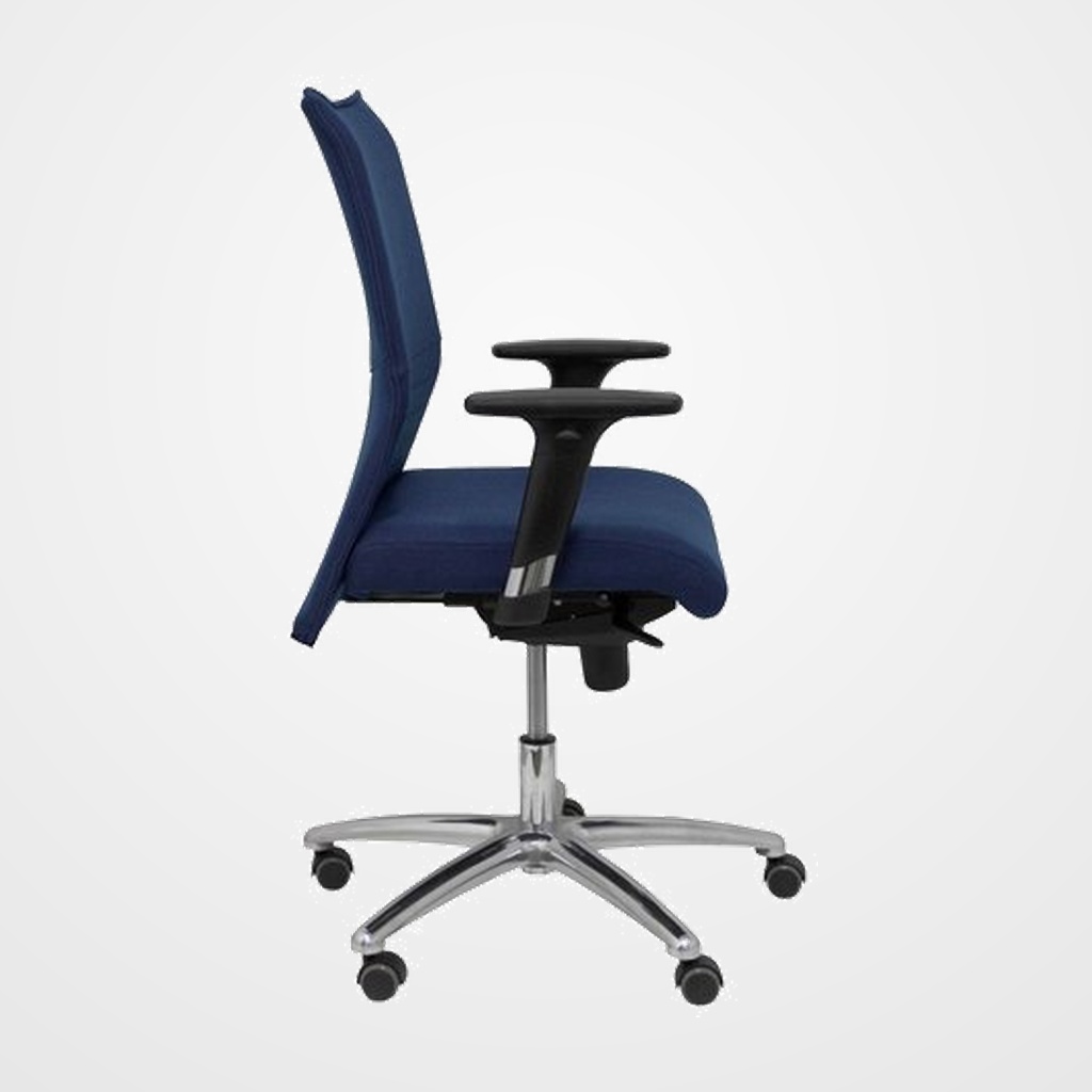 SILLA PIQUERAS Y CRESPO ALBACETE CONFIDENTE BRAZOS CROMADOS REGULABLES MECANISMO SINCRO ASIENTO Y RESPALDO TAPIZADO BALI AZUL MARINO