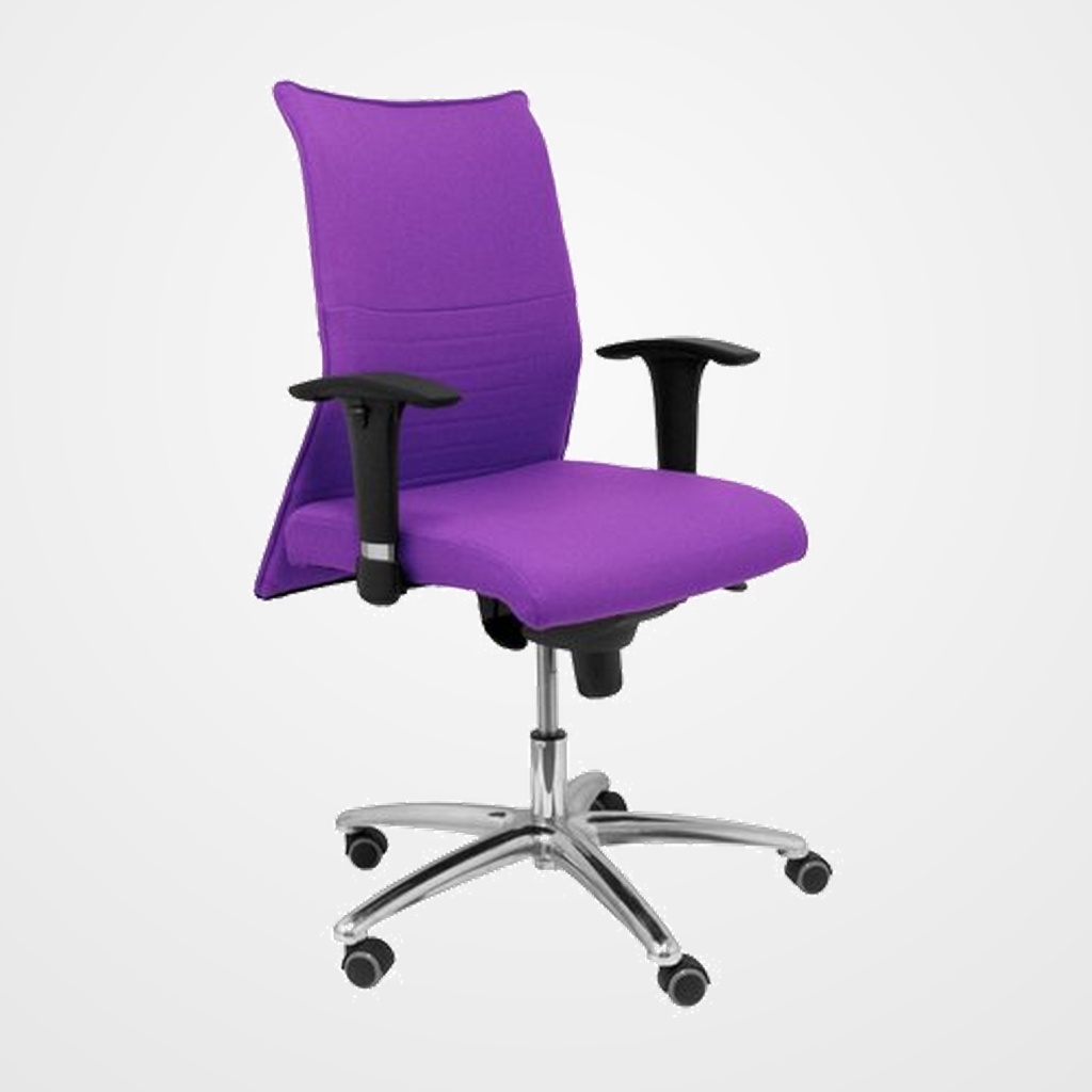 SILLA PIQUERAS Y CRESPO ALBACETE CONFIDENTE BRAZOS CROMADOS REGULABLES MECANISMO SINCRO ASIENTO Y RESPALDO TAPIZADO BALI LILA