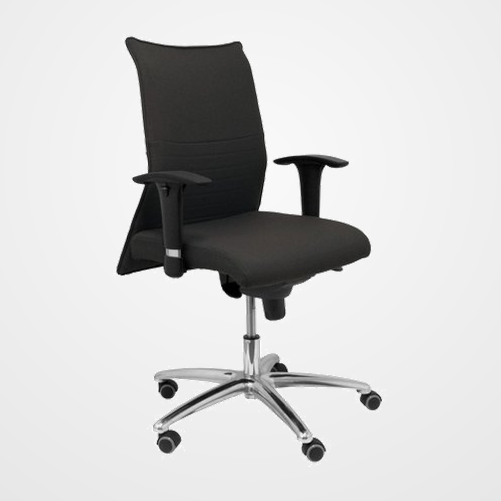SILLA PIQUERAS Y CRESPO ALBACETE CONFIDENTE BRAZOS CROMADOS REGULABLES MECANISMO SINCRO ASIENTO Y RESPALDO TAPIZADO BALI NEGRO