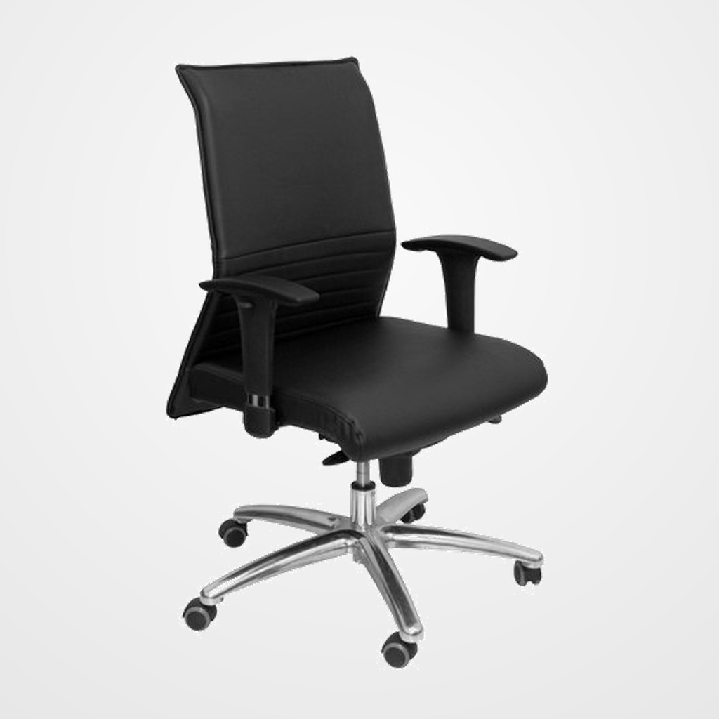 SILLA PIQUERAS Y CRESPO ALBACETE CONFIDENTE BRAZOS CROMADOS REGULABLES MECANISMO SINCRO ASIENTO Y RESPALDO TAPIZADO SIMILPIEL NEGRO