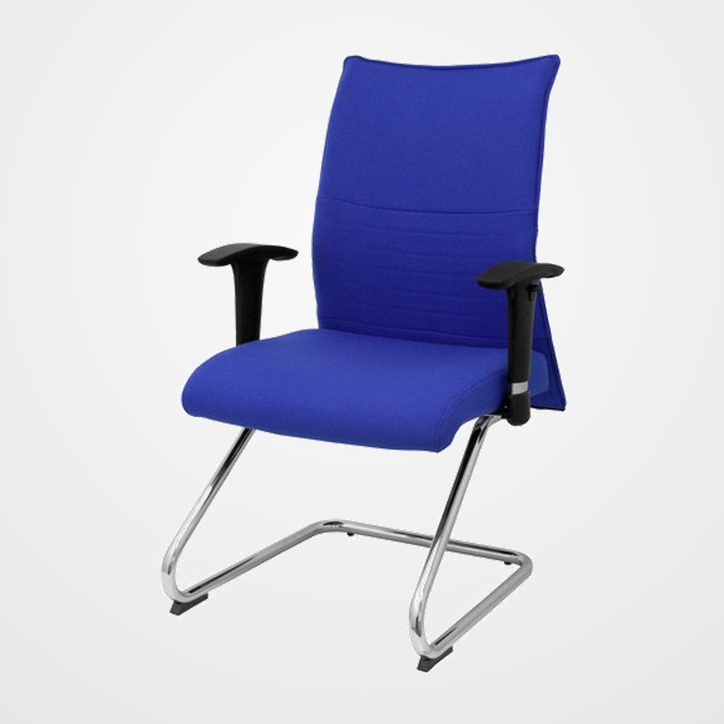 SILLA PIQUERAS Y CRESPO ALBACETE CONFIDENTE ESTRUCTURA PATIN ACABADO CROMADO BRAZO REGULABLE TAPICERIA BALI AZUL