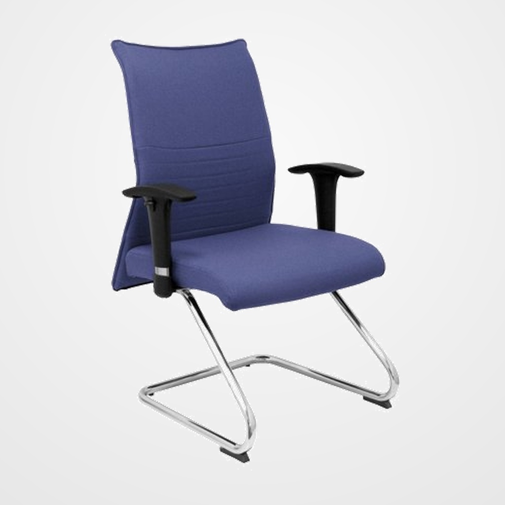 SILLA PIQUERAS Y CRESPO ALBACETE CONFIDENTE ESTRUCTURA PATIN ACABADO CROMADO BRAZO REGULABLE TAPICERIA BALI AZUL CLARO