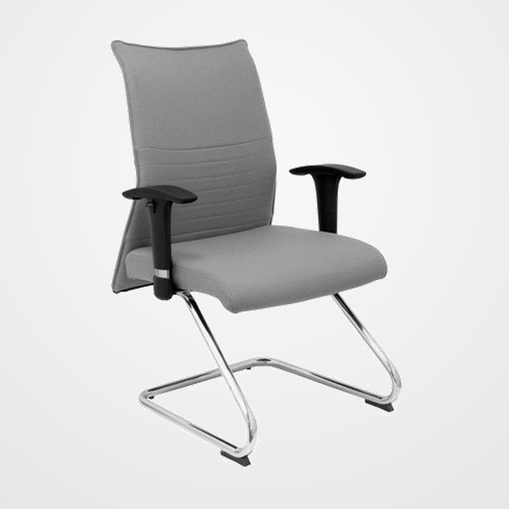 SILLA PIQUERAS Y CRESPO ALBACETE CONFIDENTE ESTRUCTURA PATIN ACABADO CROMADO BRAZO REGULABLE TAPICERIA BALI GRIS