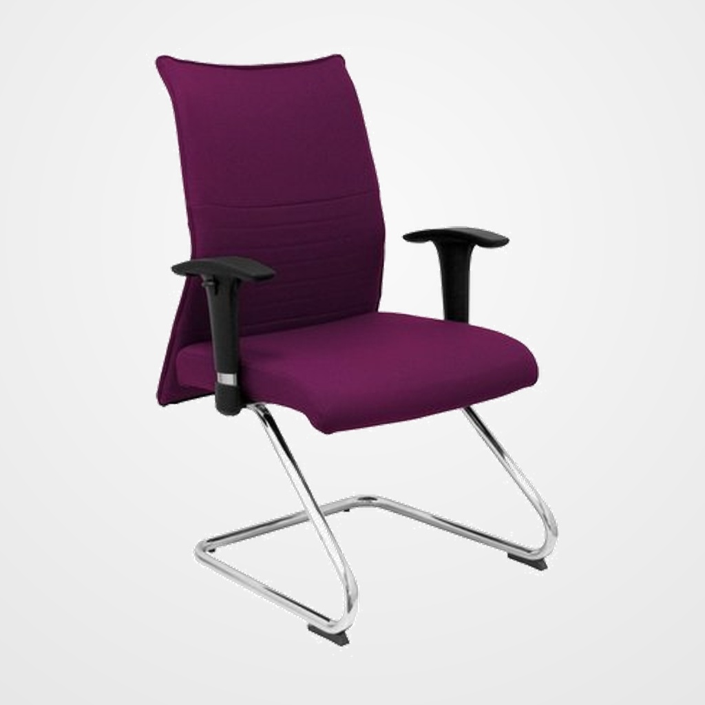 SILLA PIQUERAS Y CRESPO ALBACETE CONFIDENTE ESTRUCTURA PATIN ACABADO CROMADO BRAZO REGULABLE TAPICERIA BALI MORADO