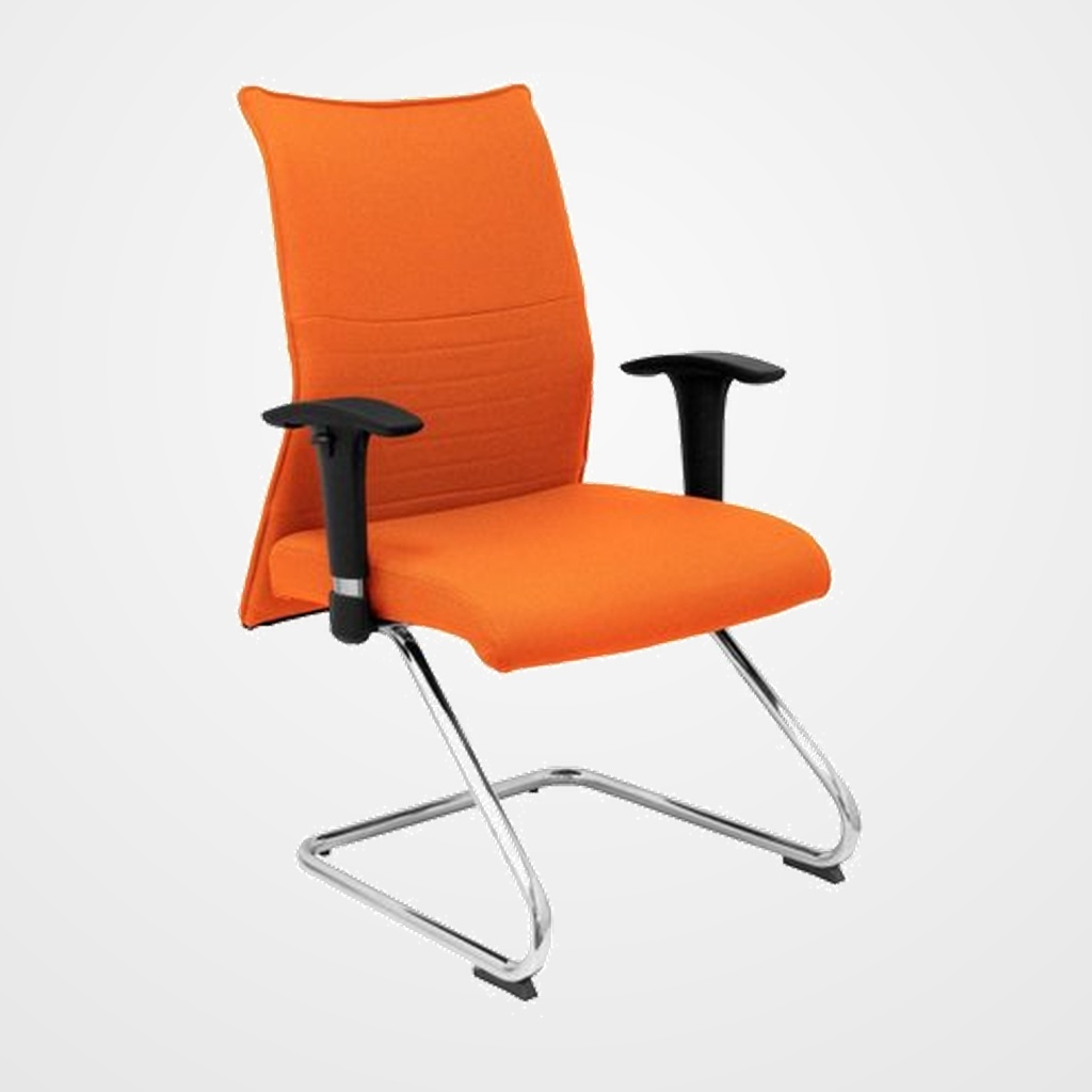 SILLA PIQUERAS Y CRESPO ALBACETE CONFIDENTE ESTRUCTURA PATIN ACABADO CROMADO BRAZO REGULABLE TAPICERIA BALI NARANJA