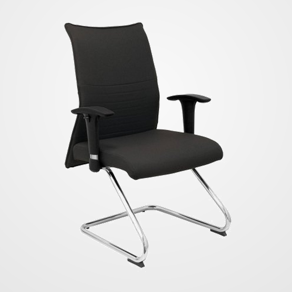 [24404245] SILLA PIQUERAS Y CRESPO ALBACETE CONFIDENTE ESTRUCTURA PATIN ACABADO CROMADO BRAZO REGULABLE TAPICERIA BALI NEGRO