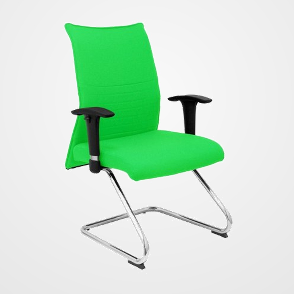 SILLA PIQUERAS Y CRESPO ALBACETE CONFIDENTE ESTRUCTURA PATIN ACABADO CROMADO BRAZO REGULABLE TAPICERIA BALI PISTACHO