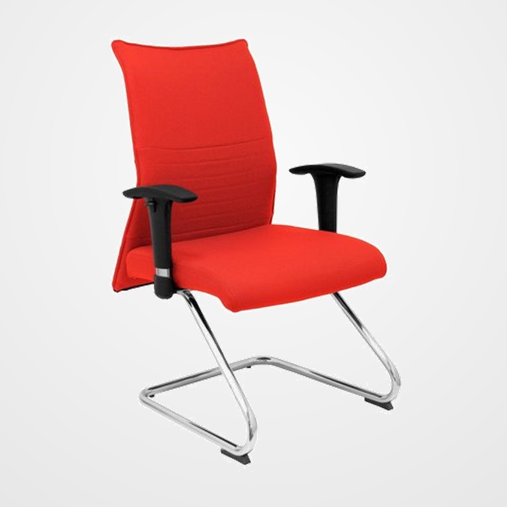 SILLA PIQUERAS Y CRESPO ALBACETE CONFIDENTE ESTRUCTURA PATIN ACABADO CROMADO BRAZO REGULABLE TAPICERIA BALI ROJO